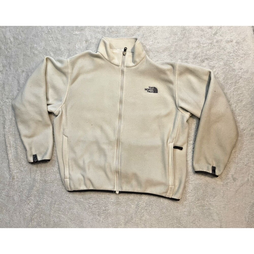 The North Face Fleece Jacket Full Zip Women's Size L White Pockets